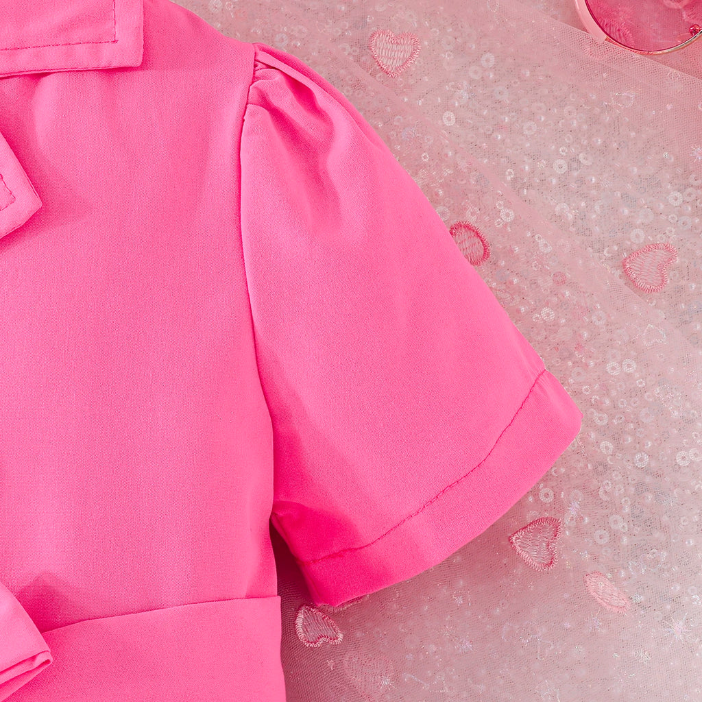 Ceeniu 3-8Y Kid's Jacket Dresses For Girls Lapel Patchwork Frill Blazer Dress For Girls Fashionable Children Clothes Girls