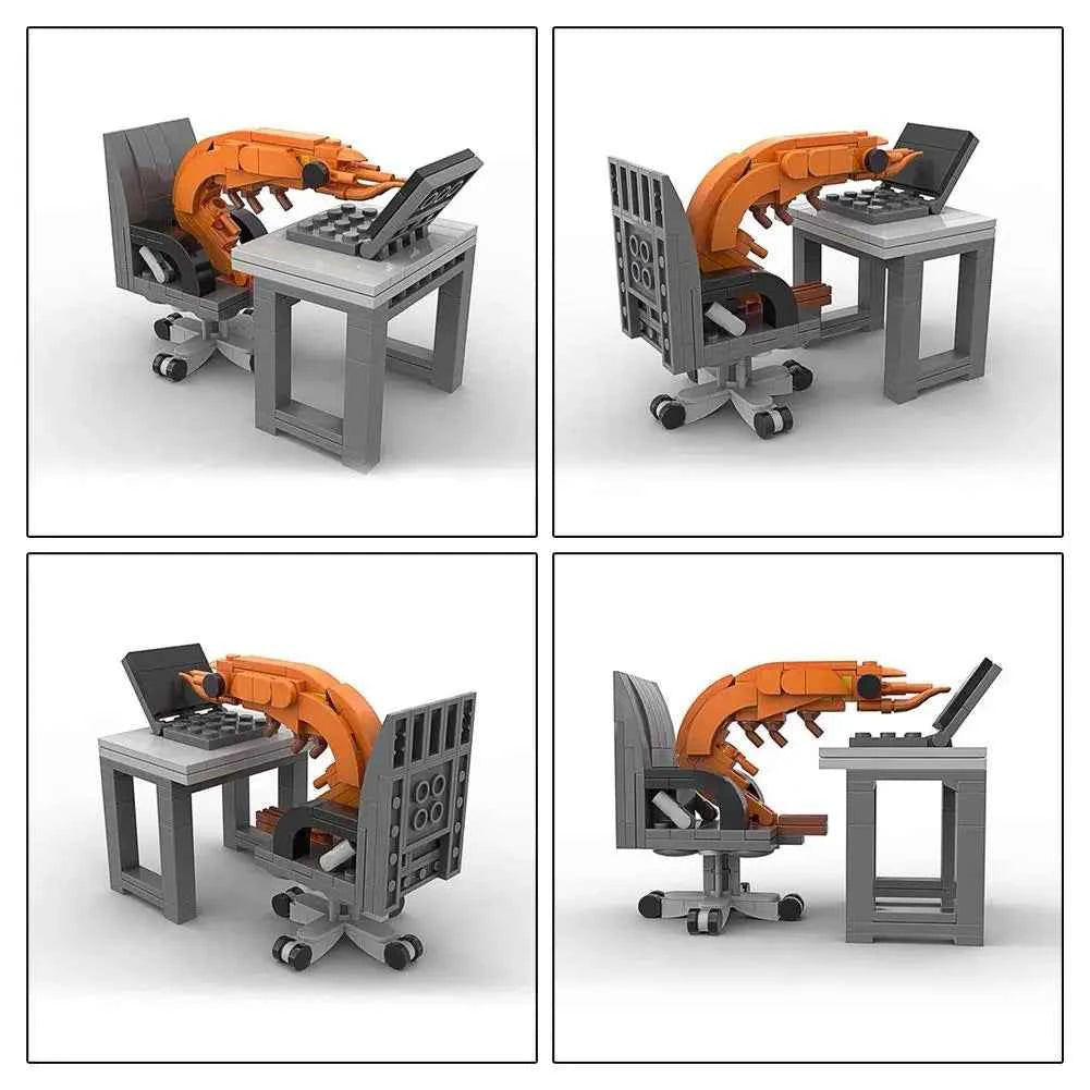1/2/3PCS Creative Prank Shrimp Building Blocks Plastic DIY Assemble Puzzle Model Toy for 14+ Boys Girls Funny Desktop Ornament