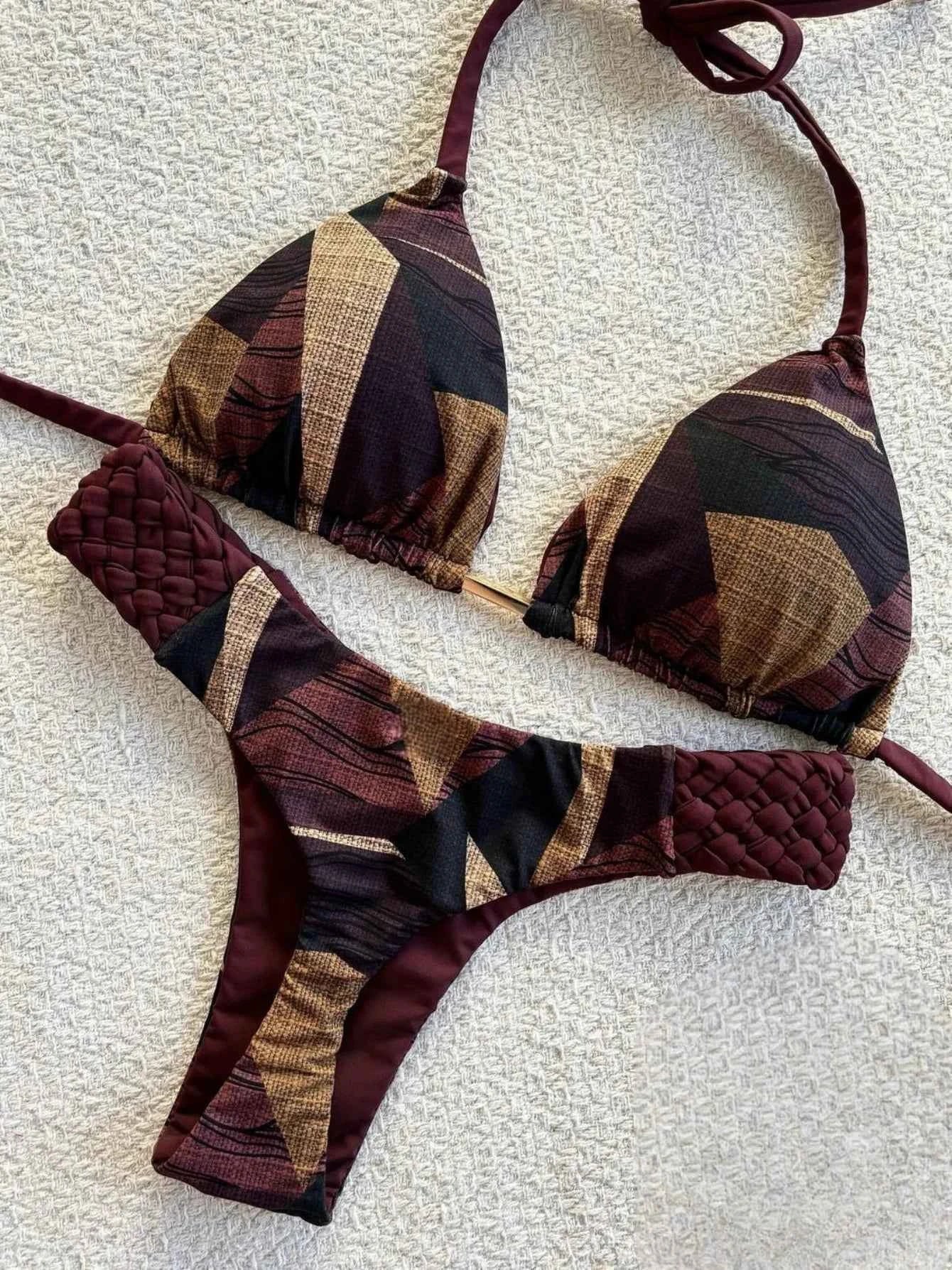 RUOTONSEPT Print Halter Mini Thong High Cut Bikini Female Swimsuit Women Swimwear Two-pieces Bikini set Bather Bathing Suit Swim