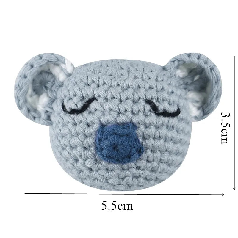 Crochet Animal Baby Pacifier Clip Accessories Handmade Knitted Bunny Teether Beads Newborn Nipple Clip Dummy Soother Holder Toy