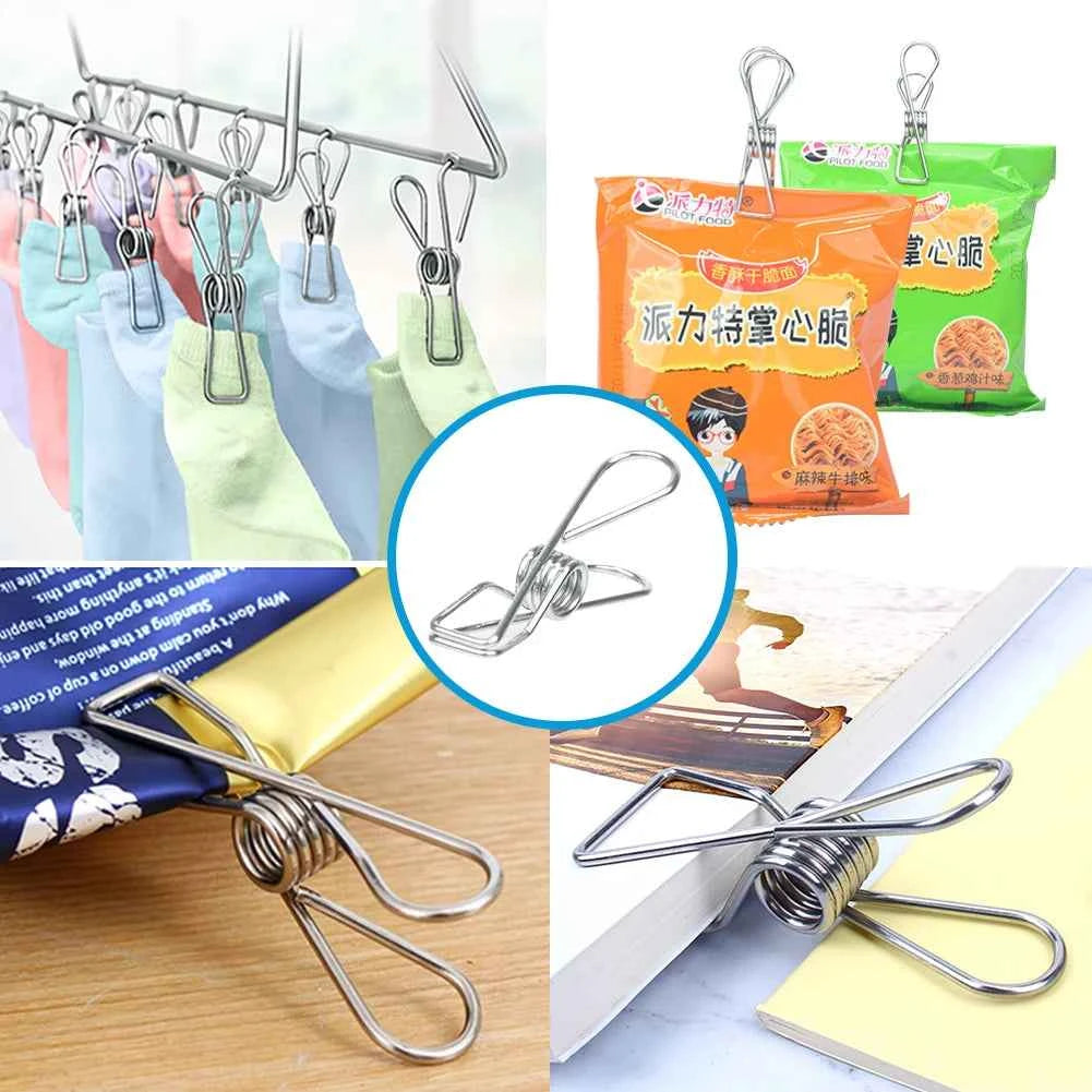 5CM 6CM Stainless Steel Clips 10/20/40 Clothes Pins Pegs Holders Clothing Clamps Sealing Clip Household Multipurpose Clothespin