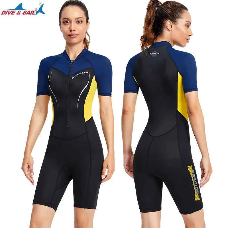 Men Women New Couple Diving Suit One-piece Sunscreen Swimsuit Short-sleeved Shorts 1.5mm Snorkeling Surfing Warm Shorty Wetsuit