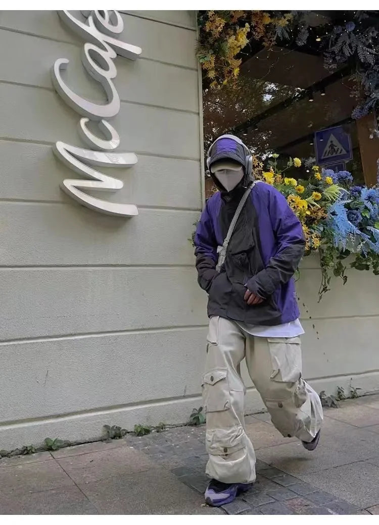 Y2k  Hip-hop Cargo Pants Multi-pockets Tooling Pant Harajuku Men's Vintage Loose Wide Leg Pants Streetwear Casual Trousers