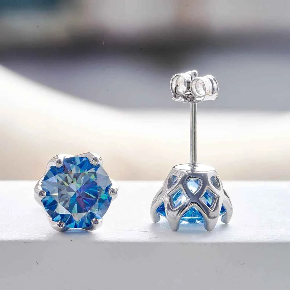 JoyceJelly 1/2/4CT VVS D Color Moissanite Russian Cut 8H8A Lab Diamond Stud Earrings For Women S925 Sterling Silver Fine Jewelry