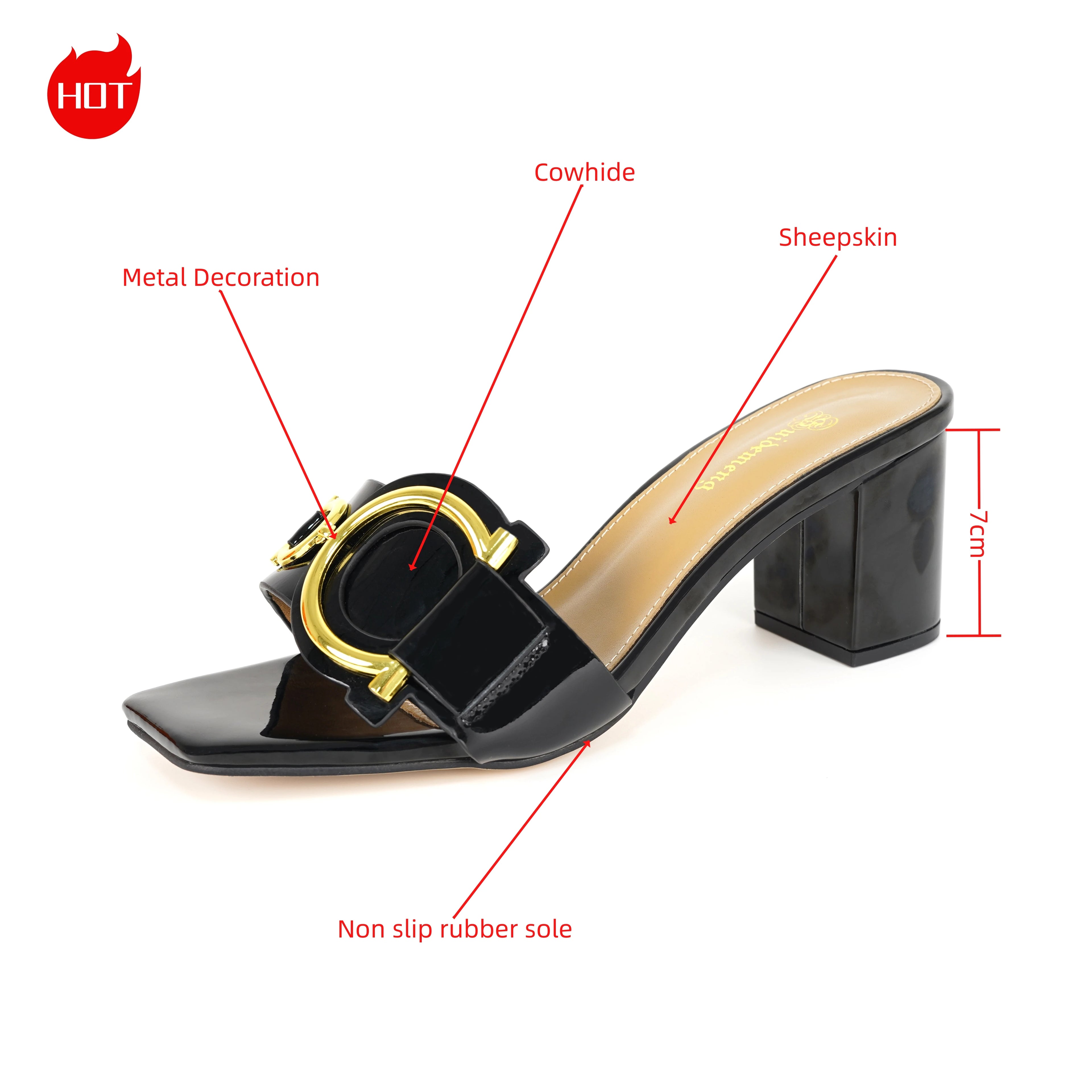 2024 ladies slippers leather open toe fashion ladies high heels luxury party shoes plus size 35-44 outdoor women's shoes