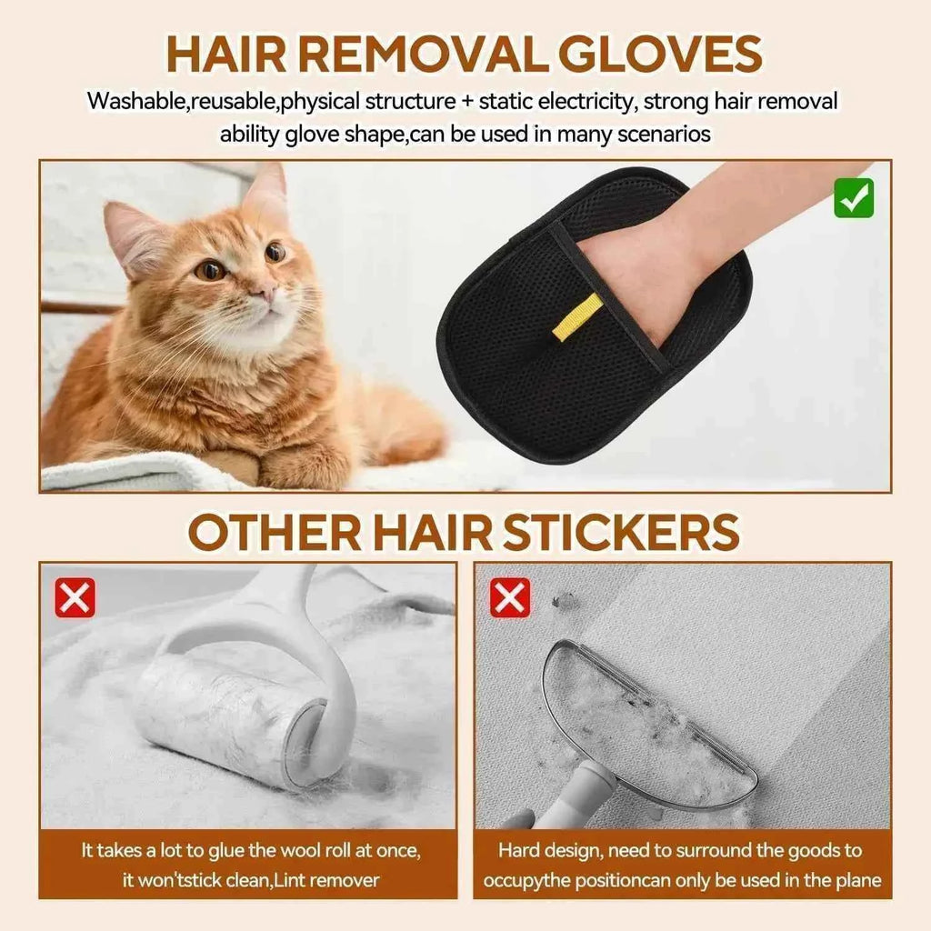 Pet Hair Removal Tool Reusable Static Removal Gloves, Double-Sided Grooming Gloves for Pets, Removes Pet Fur Hair for Carpets