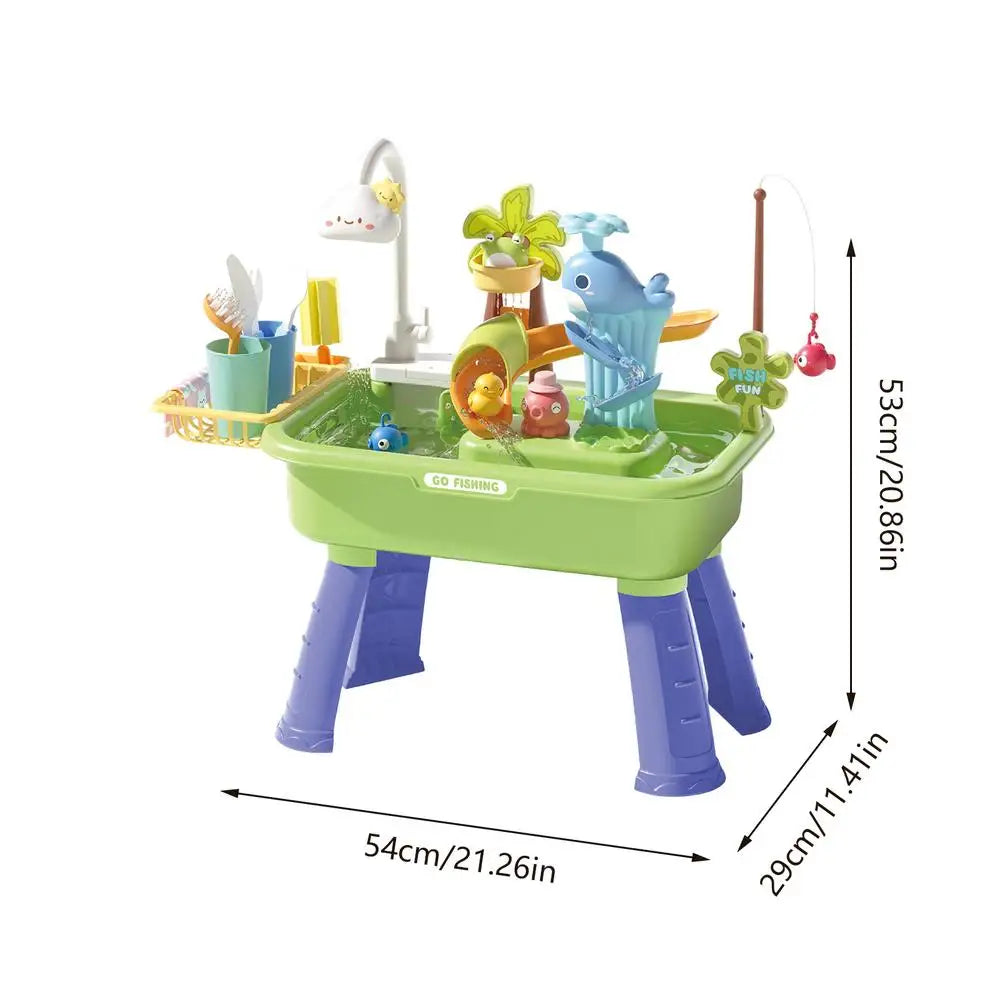Water Table for Kids Summer Toys Play Sink with Running Water for Boys Girls Preschoolers Backyard Patio Beach Camping Daycare