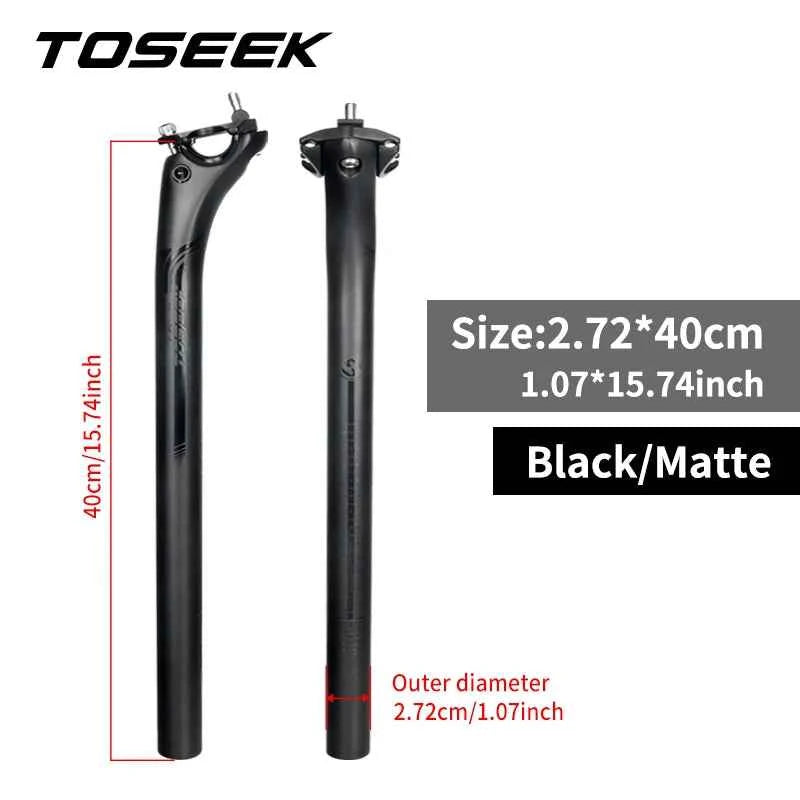 TOSEEK Carbon Seatpost 27.2 31.6mm Length 400mm Matte Black MTB Road Bike Seat Post Seat Tube Bicycle Parts MTB Carbon Canoe