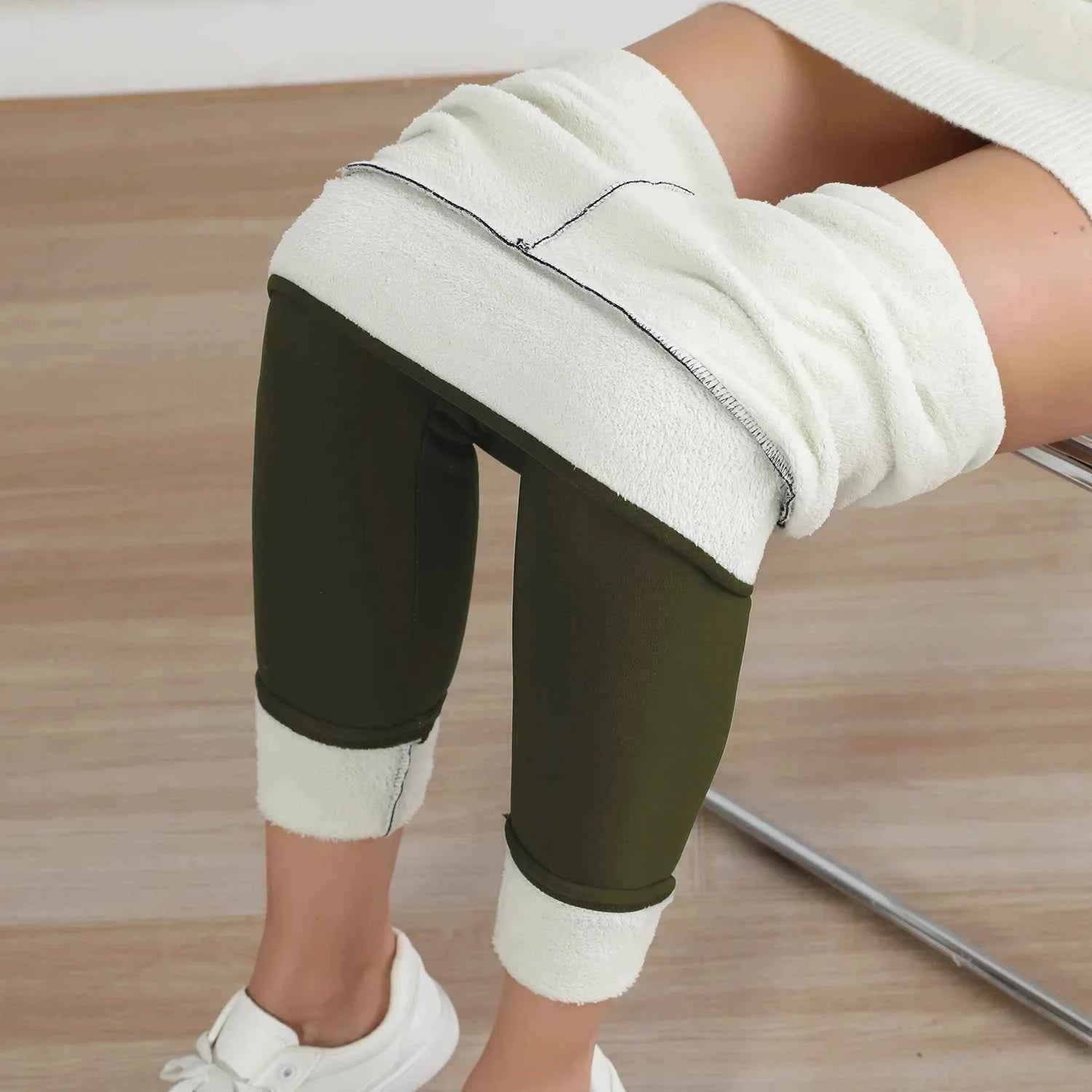 Autumn Winter Warm Fleece Women Leggings Velvet Thicken High Waist Tights Elastic Slim Solid Color Leggings Prevent Cold Tights