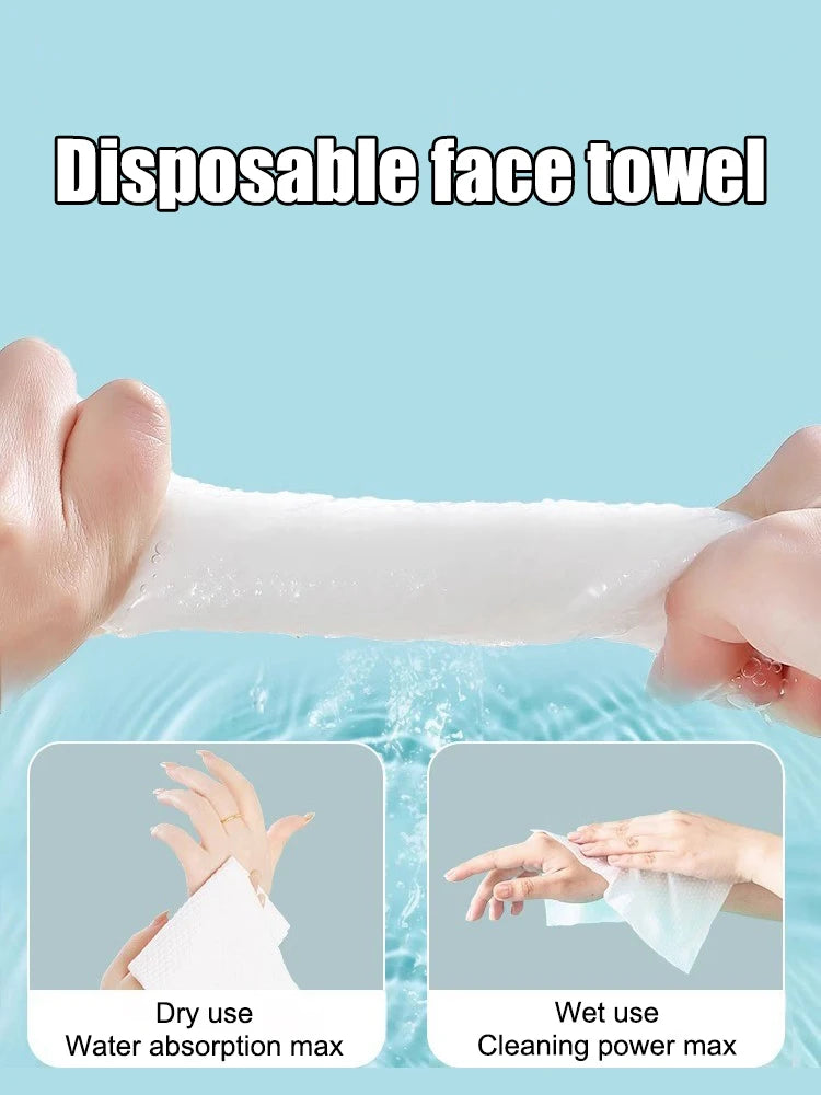 100PCS Natural Disposable Face Towel Travel Facial Cleansing Wet And Dry Makeup Remover Pearl Cotton Soft Makeup Nonwoven Towel