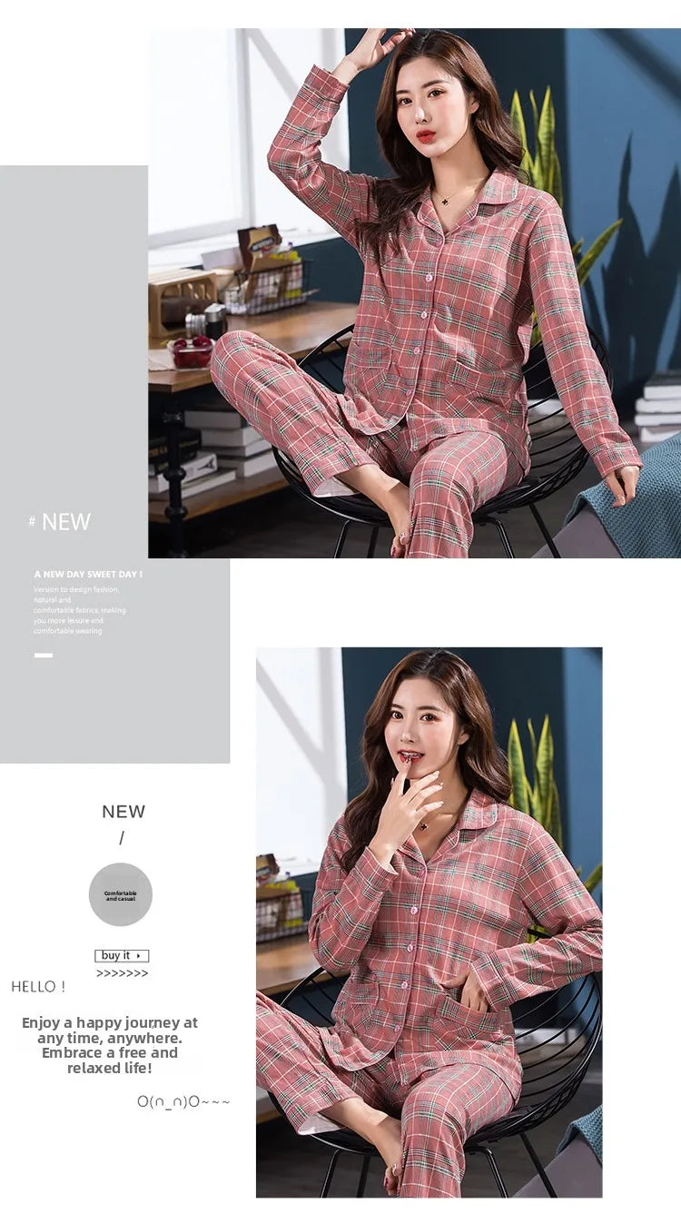 100% Pure Cotton Long Sleeve Sleepwear Set for Elderly Women Spring Summer Autumn Home Clothes Outwear Comfortable Home Suit