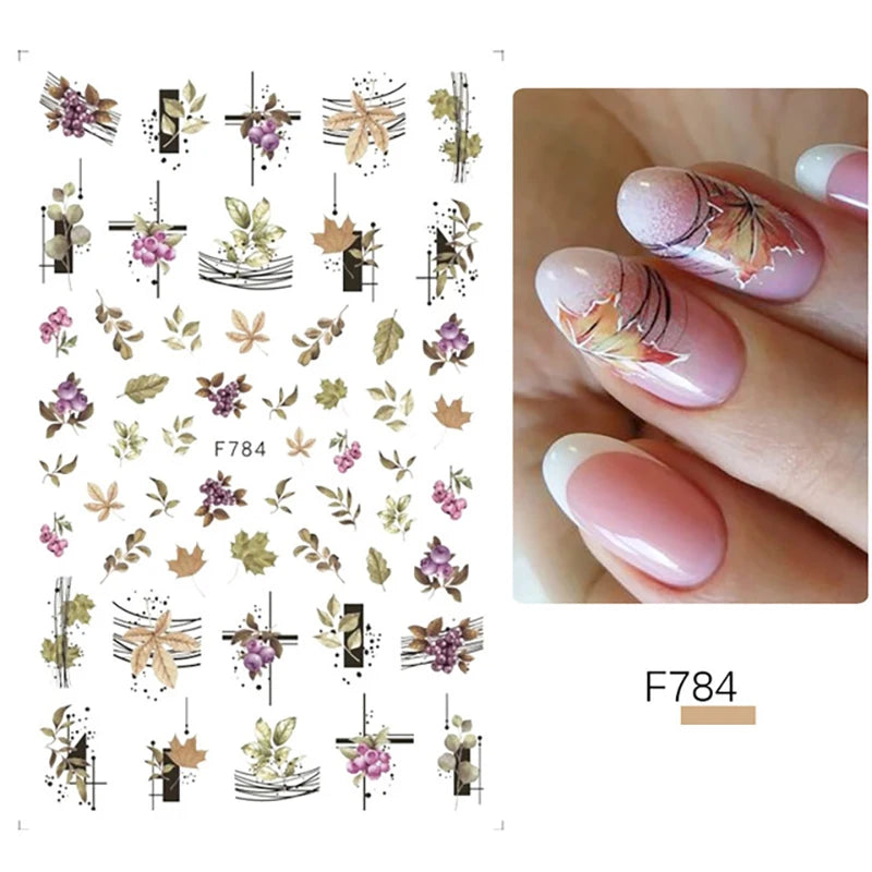 3D Dandelion Peach Blossom Maple Leaf Nail Sticker Nail Art Decoration Color Flower Nail Decal Nail Art Supplies Nail Parts