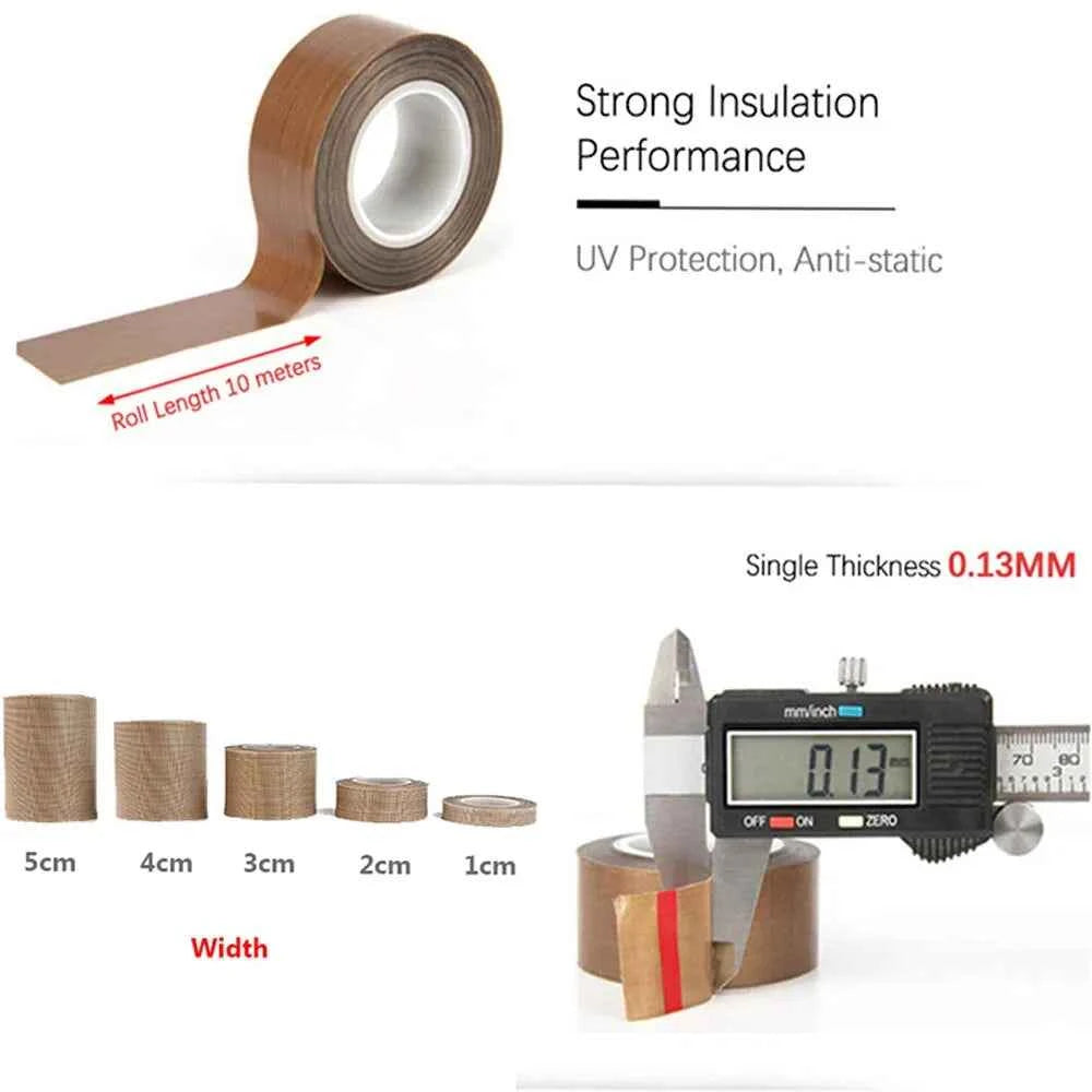 300°C Heat-resistant Adhesive Tape PTFE Heat-resistant Insulation Tape, Thermal Insulation Adhesive Tape, Thickness 0.13mm,10M