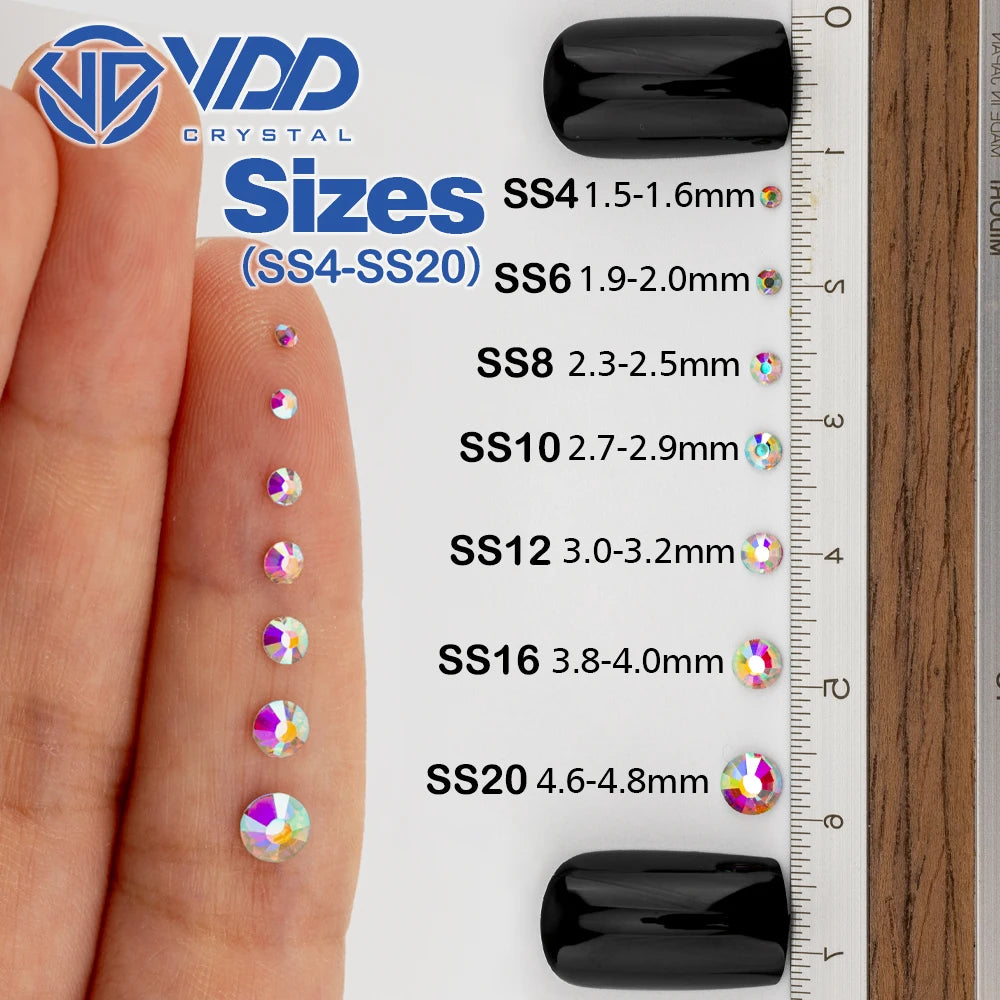 VDD 005 Citrine High Quality SS4-SS20 Glass Rhinestones Crystal Gold Flatback Diamond Stones For Nail Art Crafts Accessories
