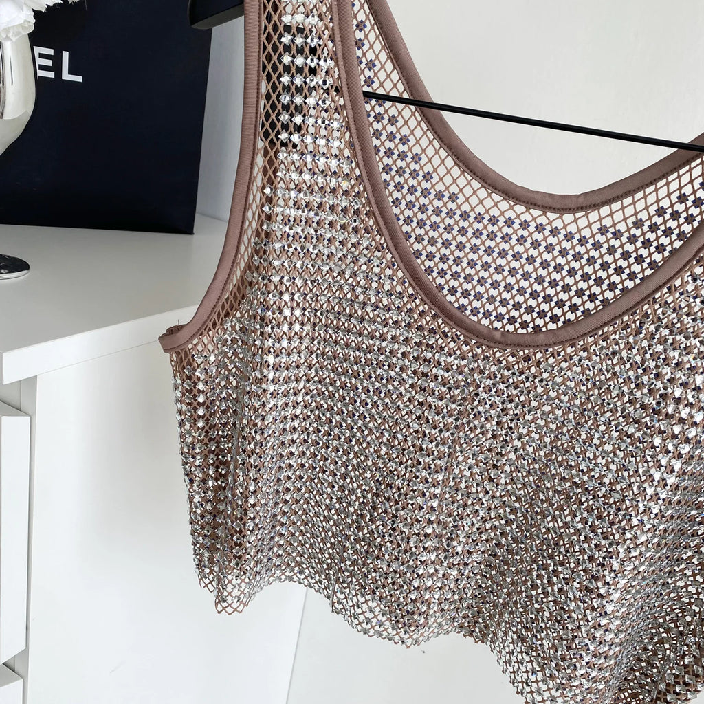 Ele Svel Women's Vest Summer Me Hollow Heavy Embroidery ort Design Street Sexy Top Faion Commute Sle Slim Fit