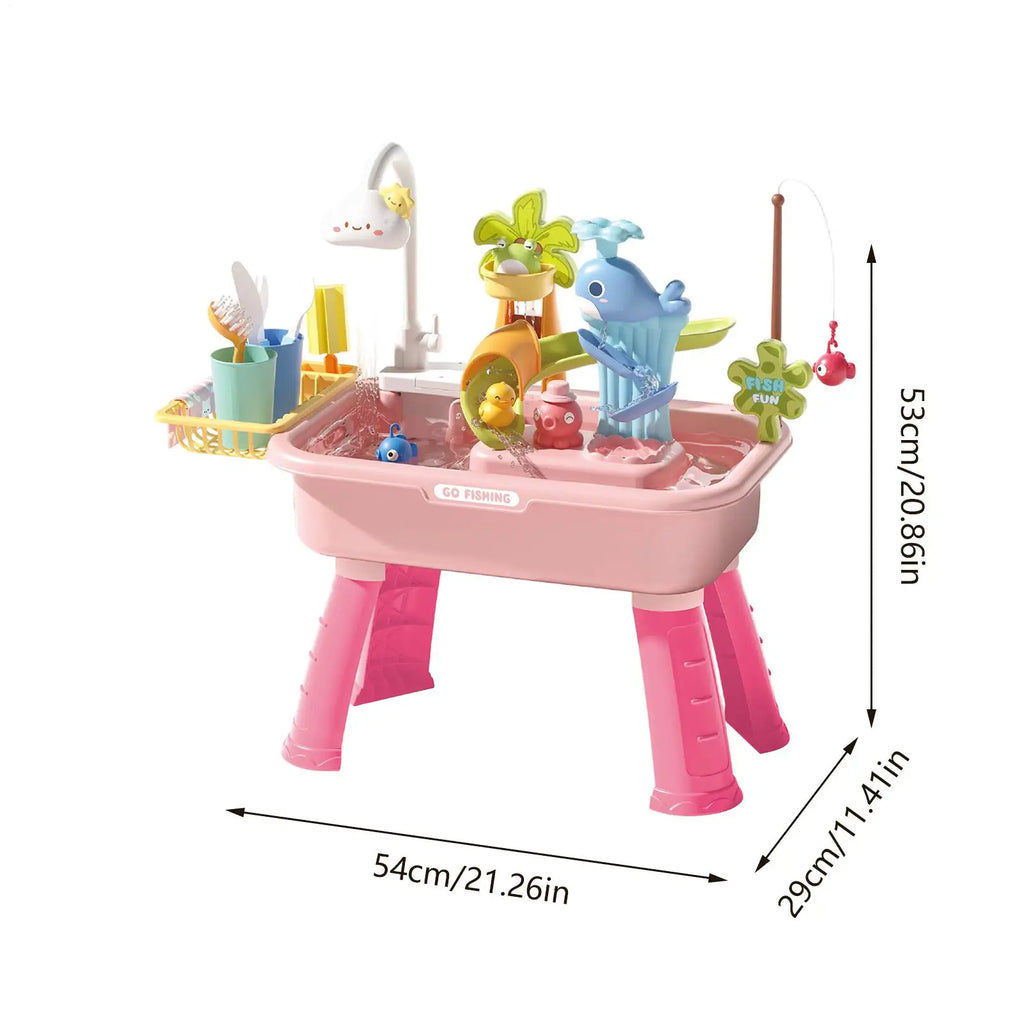 Water Table for Kids Summer Toys Play Sink with Running Water for Boys Girls Preschoolers Backyard Patio Beach Camping Daycare