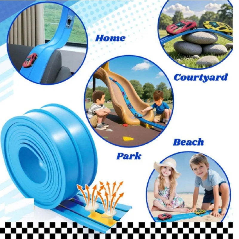 DIY Assembled Soft Track Car with Inertia Return for Kids  Rolls Up Portable DIY Racetrack Birthday Gifts for children