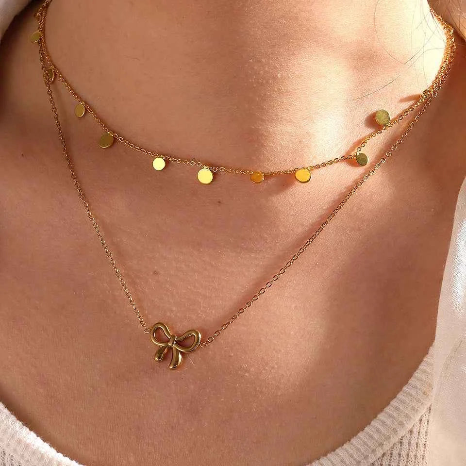 ZAKOL Vintage Bohemian Style Stone Beads Necklace for Women Charm Mang Star Pendant Stacked Clavicle Chain Fashion Jewelry Gifts