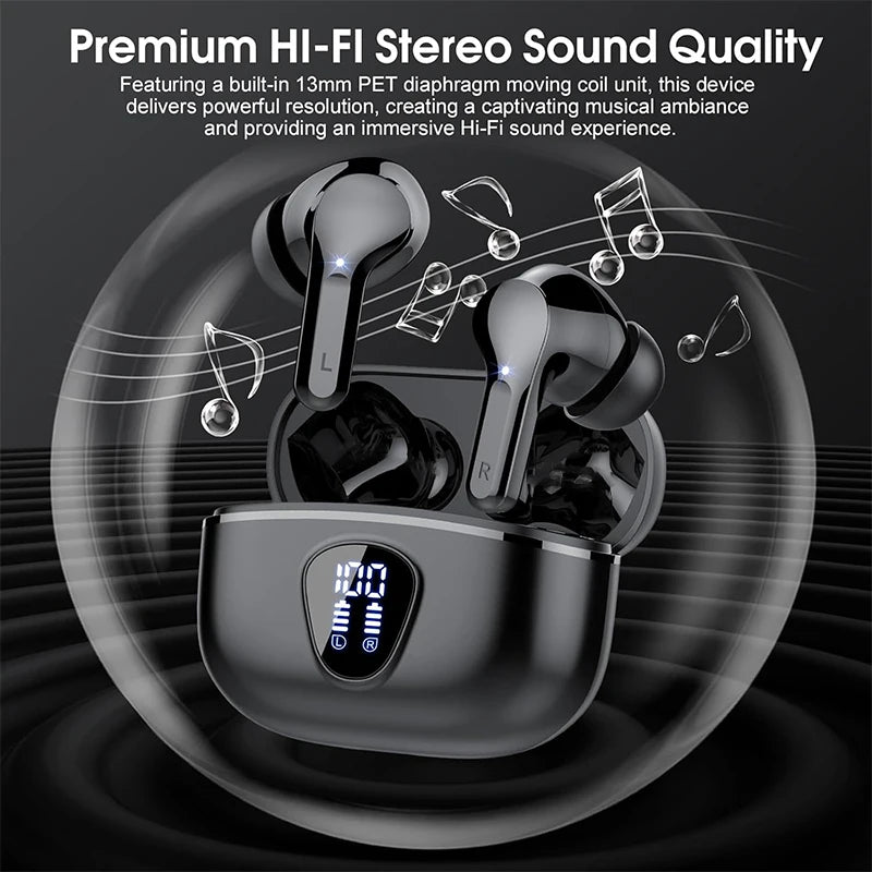 Wireless Bluetooth Earbuds With ENC Mic & LED Display
