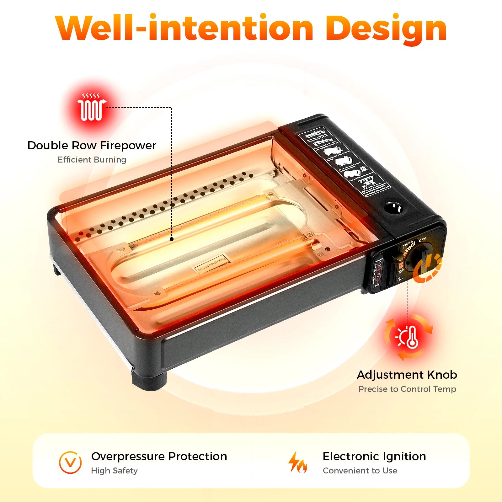 Portable Camping Grill Gas Stove, Butane Gas Burning Grill, Barbecue Grill Cooker for Ooutdoor Grilled Meat, Vegetables