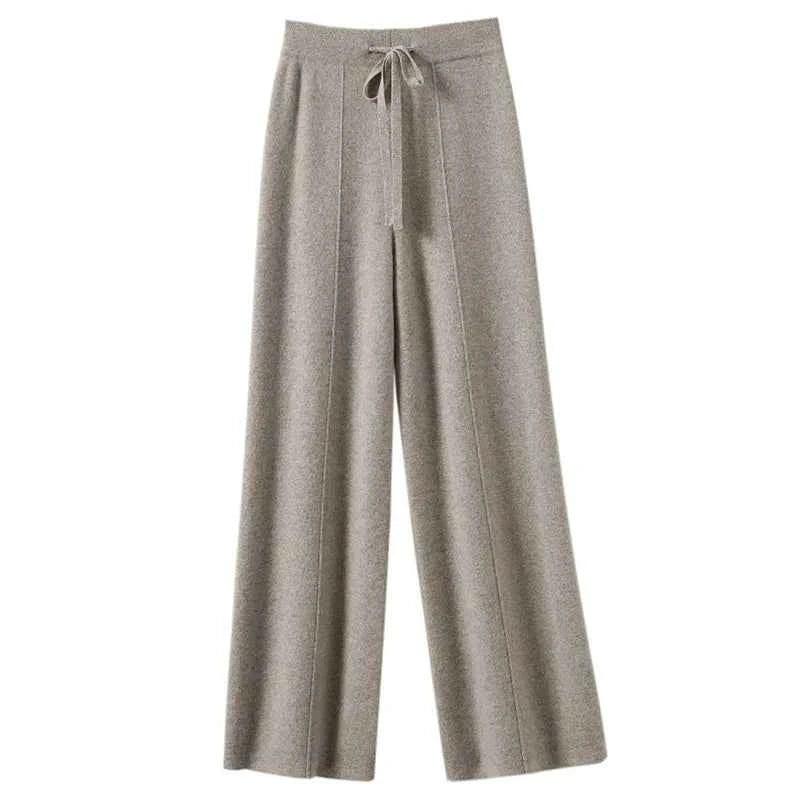 Women's High waisted warm knit wide leg straight leg pants for women, solid color loose wide leg pants