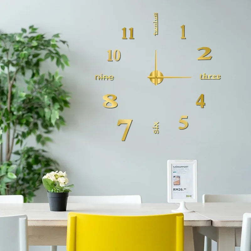 DIY Modern Design Large Wall Clock Fashion Decorative Living Room Wall Clock Home Decoration Clocks Decor Decoration for Bedroom
