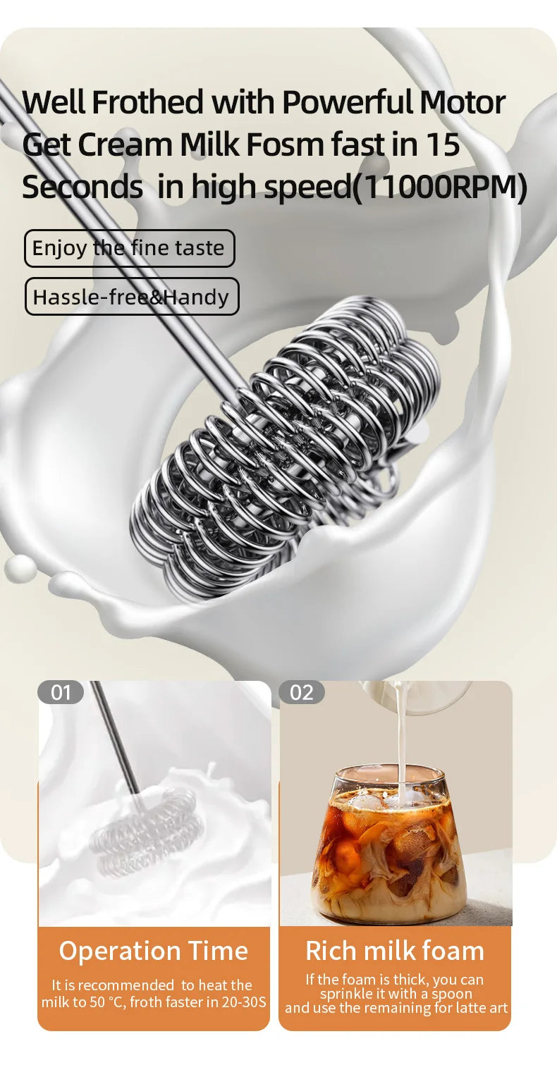 Wireless Milk Frothers  Electric USB Recharge 3 Speeds Handheld Blender Small Coffee Foam Maker Whisk For Coffee Kitchen Tools