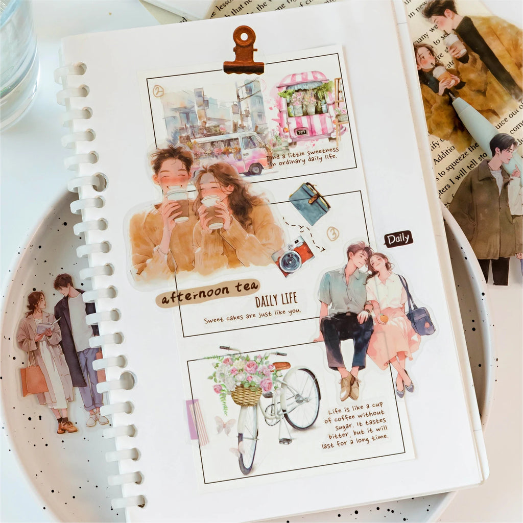 Yoofun 30pcs/lot Cute Girl's Happy Life Character Journaling Sticker Material Scrapbooking Planner Diary  Decor Labels