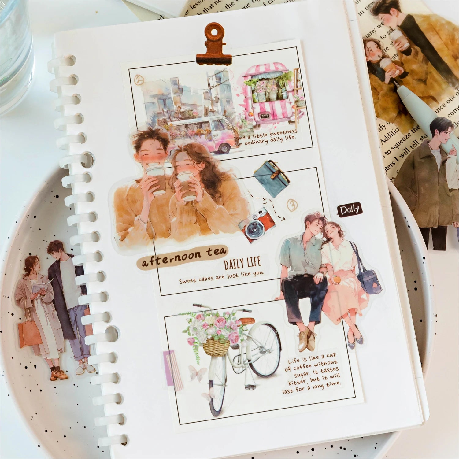 Yoofun 30pcs/lot Cute Girl's Happy Life Character Journaling Sticker Material Scrapbooking Planner Diary  Decor Labels