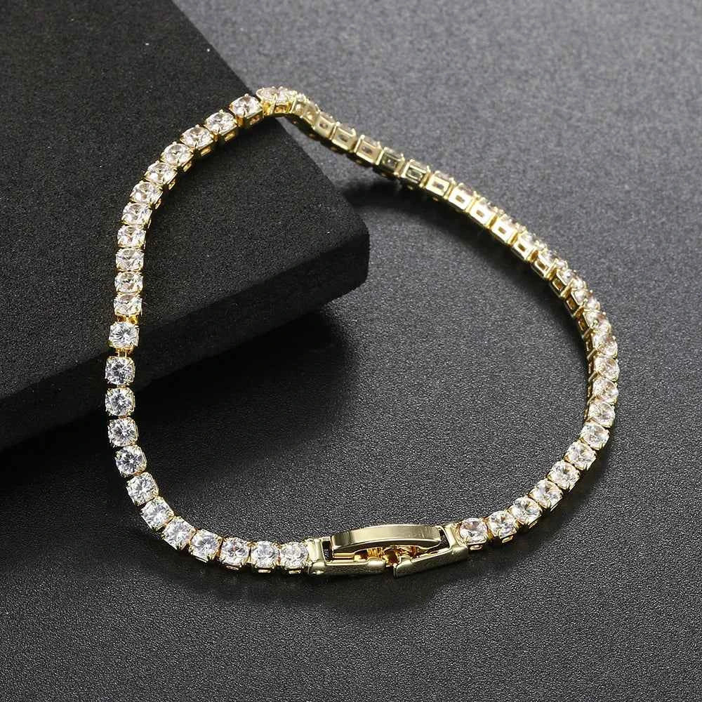 Fashion 2.5mm Zirconia Tennis Bracelet for Women Crystal Charm Designer Tennis Thin Chain Bracelet on Hand Wedding Jewelry KC128