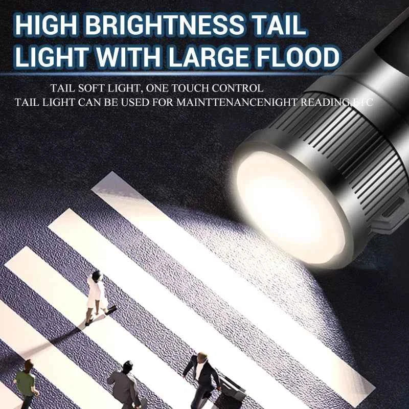 Powerful P70 Led Flashlights 5000LM Ultra Bright Tactical Light Emergency Spotlights Telescopic Zoom Light Built-in Battery