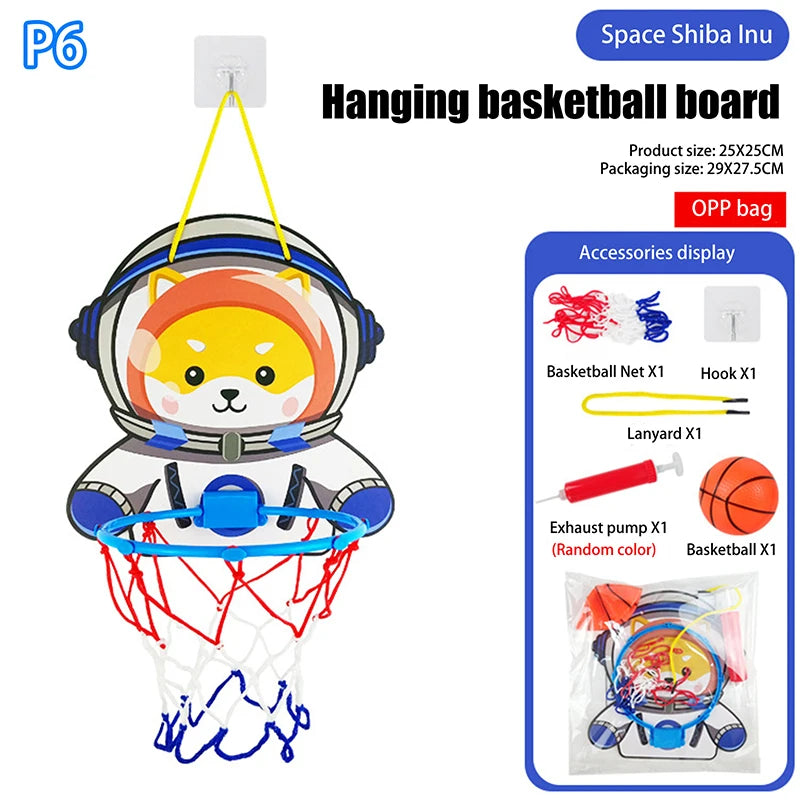 Kids Adjustable Basketball Stands Cartoon Animals Shape Shooting Basket Indoor Outdoor Sport Board Game Children Toys