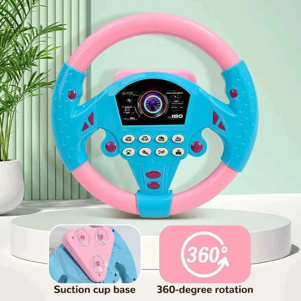 Eletric Steering Wheel Toy with Light Sound for Baby Kids Educational Portable Simulated Driving Steering Wheel Vocal ToysToys