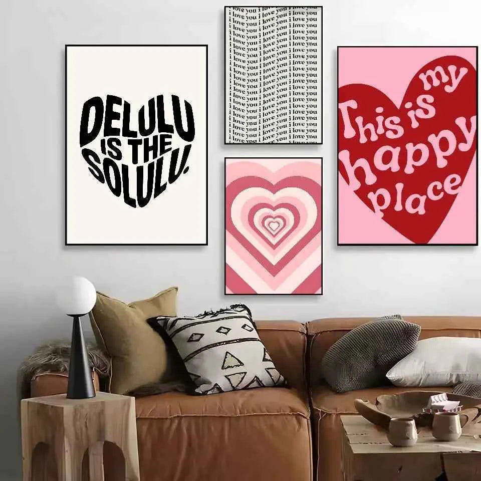 Home decor heart shape Poster HD home decor sticky wall waterproof home living room bar aesthetic decor