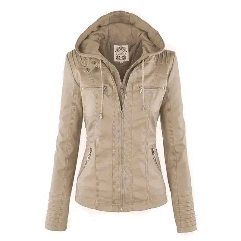 Gothic Faux Leather Jacket Women Coat 2025 Hoodies Winter Autumn Motorcycle Jacket Black Outerwear Leather PU Basic Jacket Coat