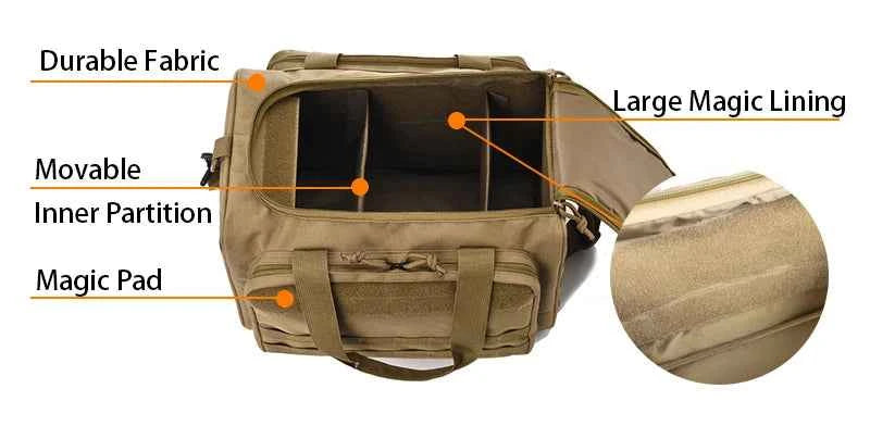 Gun Range Storage Bag Molle System Outdoor Hunting Accessory Nylon Gun Tactical Case Bags Pistol Tool Shoulder Pack Sniper Black