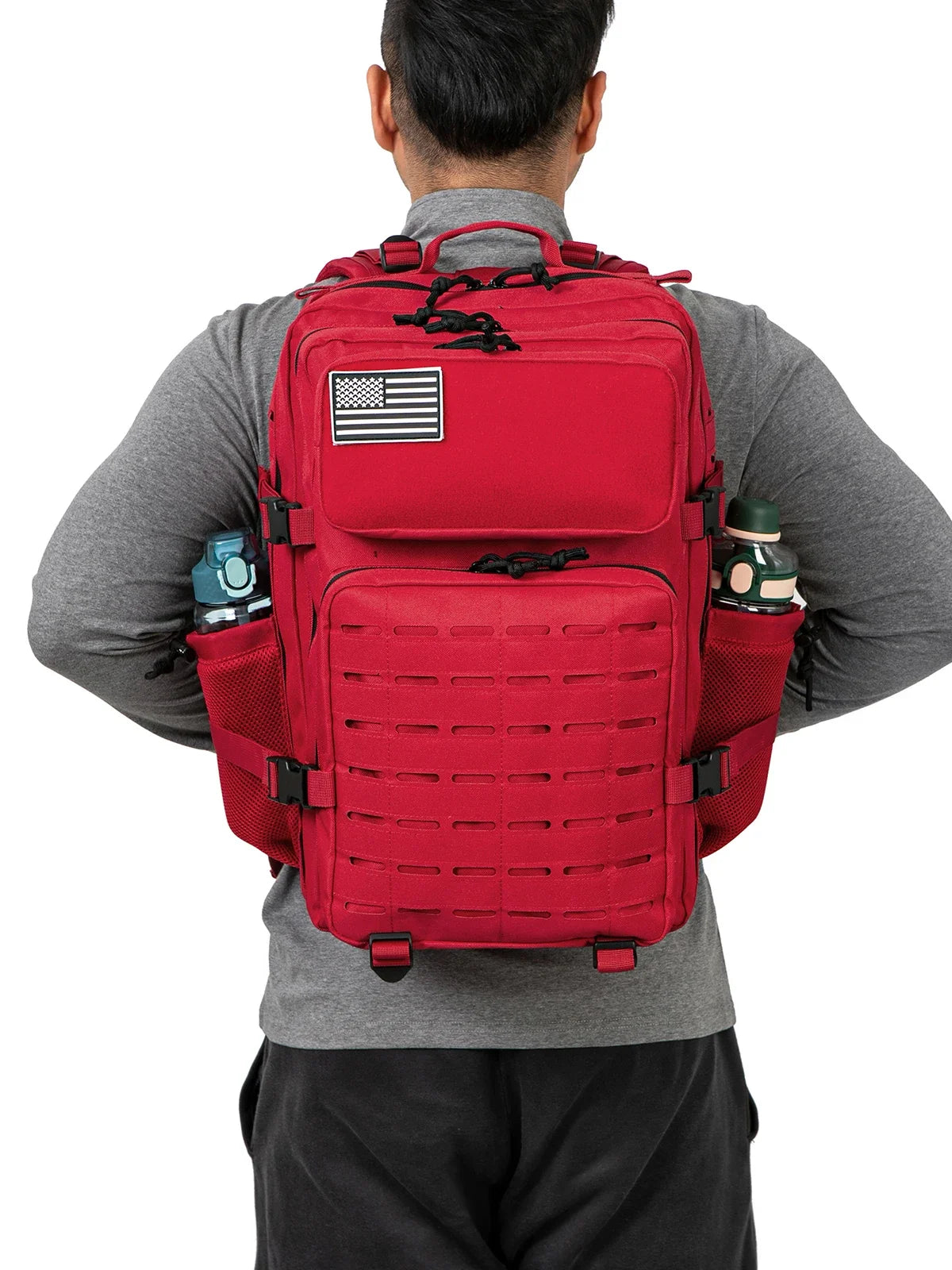 45L Men's Tactical Backpack with Double Cup Holder Hunting Backpack Outdoor Camping Gear Backpack Hiking Survival Backpack