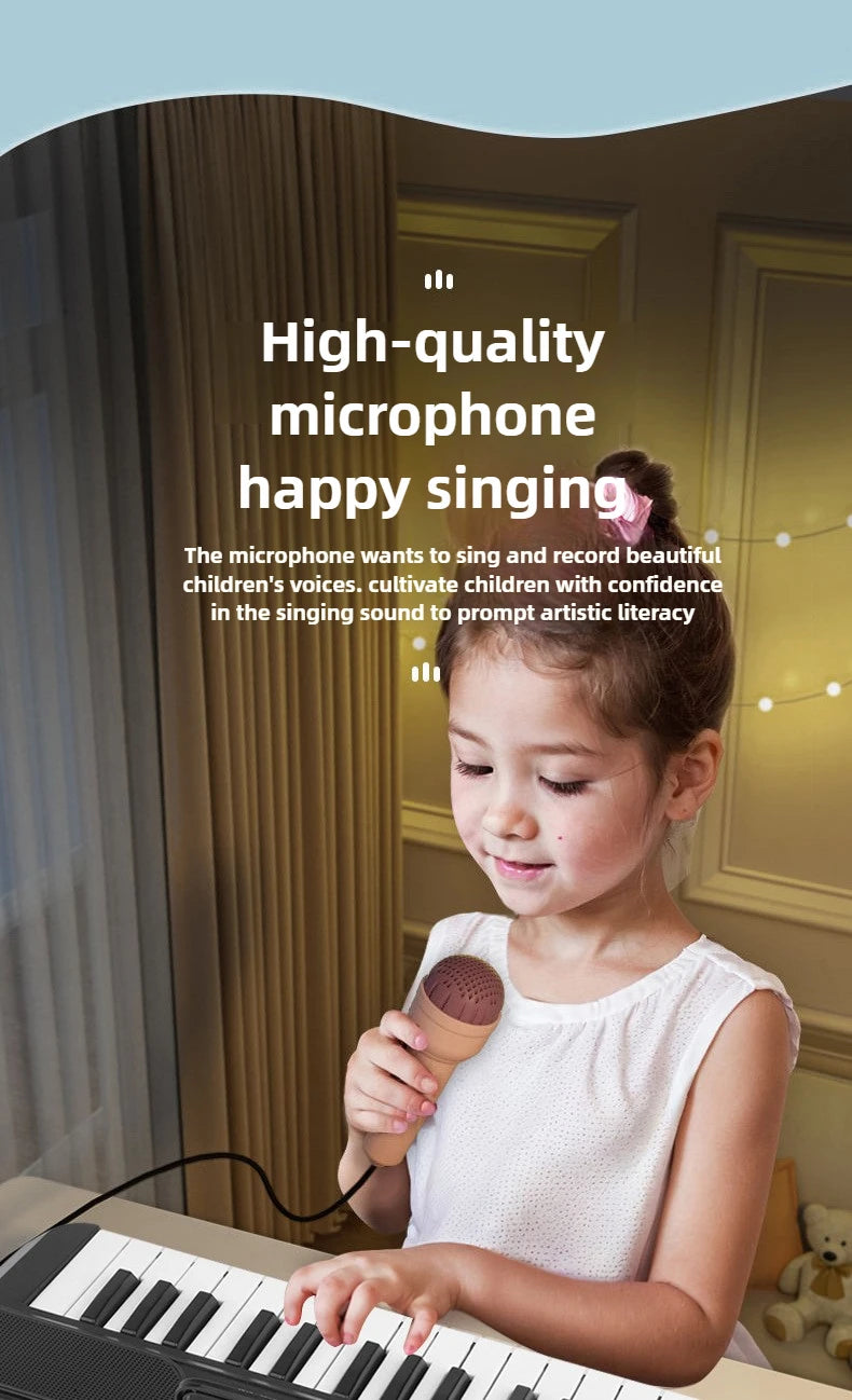 Kids Piano Keyboard 37-Key Multi-Functional Electronic Piano with Microphone Musical Instrument Educational Toy Children Gifts