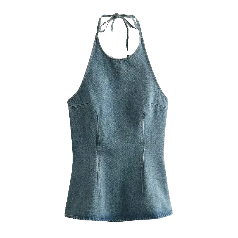 Faionable Versatile Women's Denim Vest S4290 Sexy Top for All Seasons Spring Summer Autumn Winter by WMDR