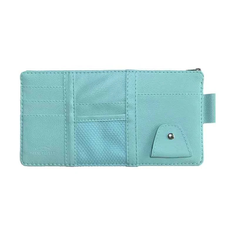 Car Sun Visor Organizer Storage Travel Document Holder With Multi-Pocket PU Leather Cards Receipts Pouch With Zip