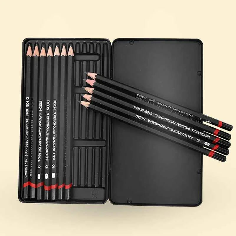 12Pcs/Set Wooden Pencils 2H-8B Professional Drawing Pencil Art Supplies Journal Writing Stationery Items School Acsesories Gift