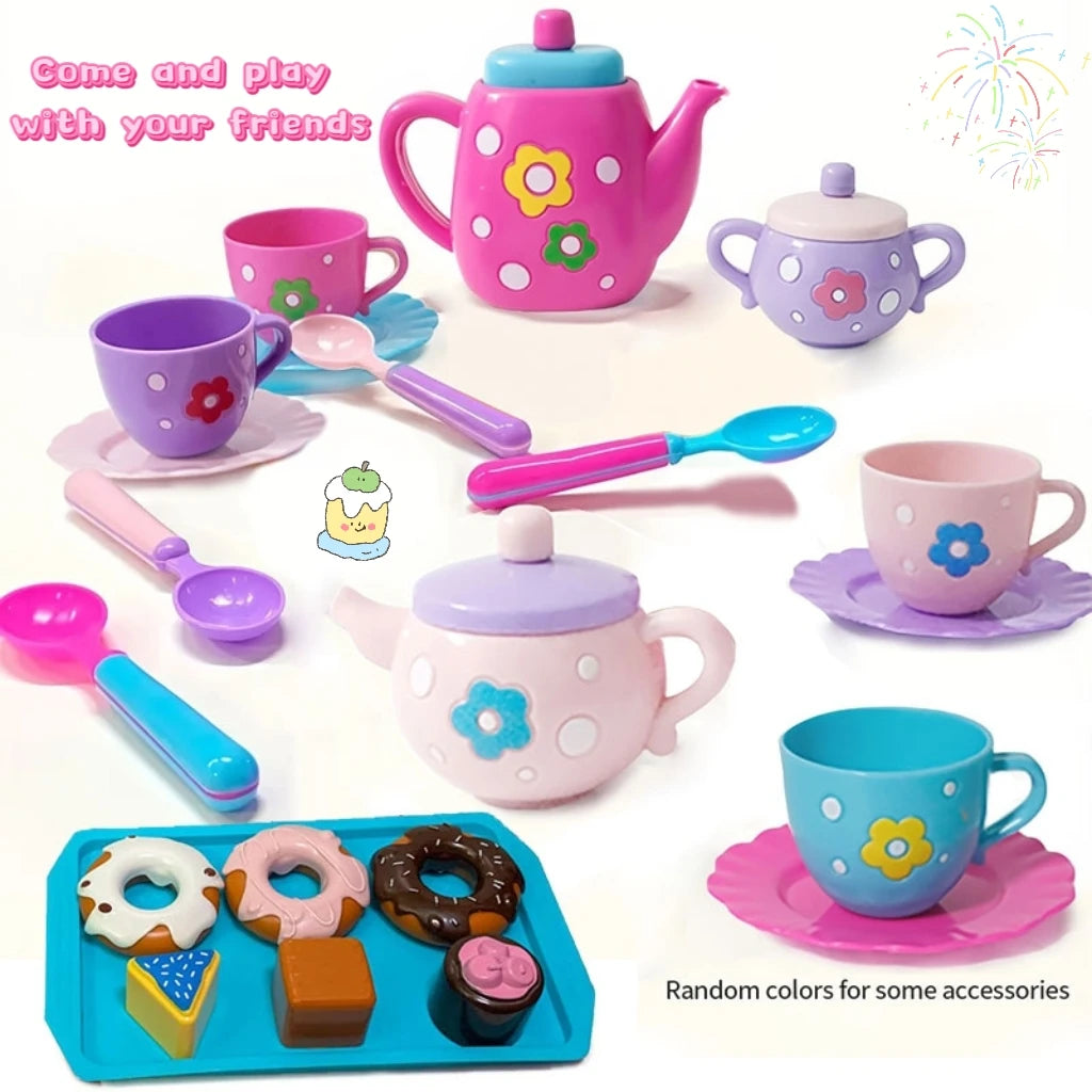 Tea set for girls, tea party set, tea set for kids including kettle, cookies, food for kids, gifts for boys and girls