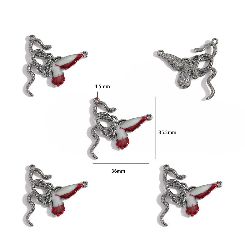 2pcs 25 styles Dark Gothic Retro Black flower moon Heart snake charm for Personalized Necklace Earrings Pendant DIY Accessories