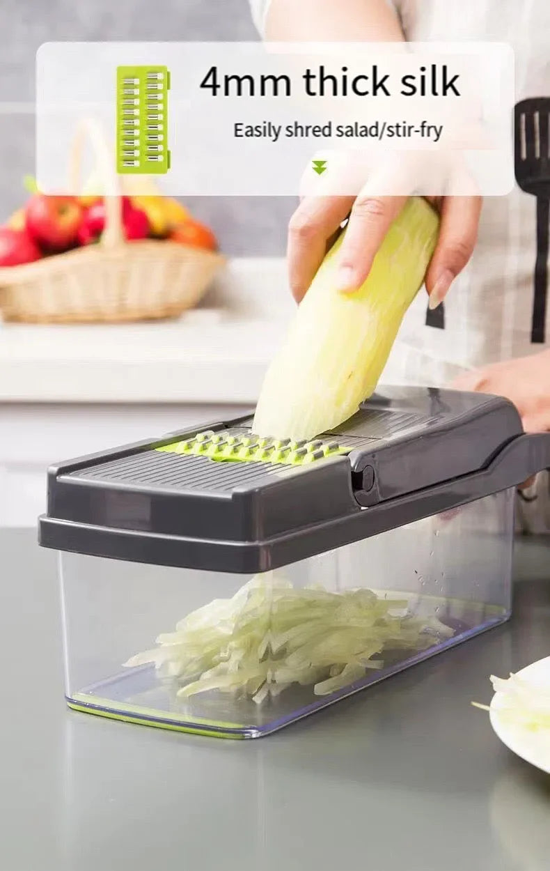 Pro-Series 16-in-1 Vegetable Chopper, Dewpeton Mandoline Slicer, Veggie Chopper, Food Chopper with Container, Vegetable Cutter