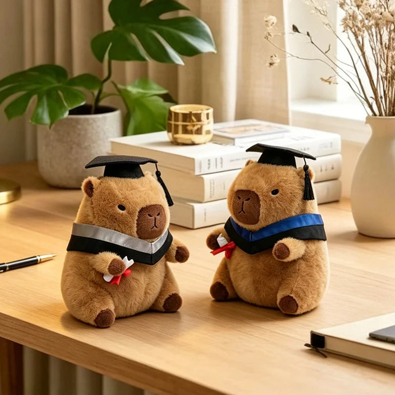 23cm Cute Graduation Capybara Plush Doll Doctor Cap Bear Animal Plush Stuffed Home Party Decor Gift For Kids Graduation Gifts