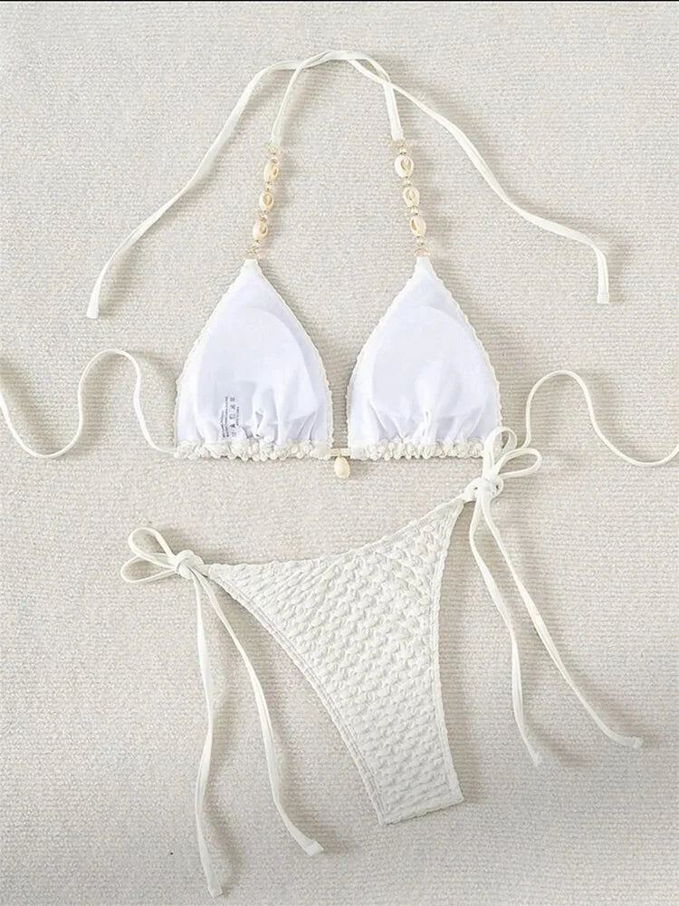Circyy Sexy Bikini Set Women Swimsuit Two-Piece Swimwear Chic Decoration Halter Lace Up Backless Bathing 2026 Fashion Beachwear
