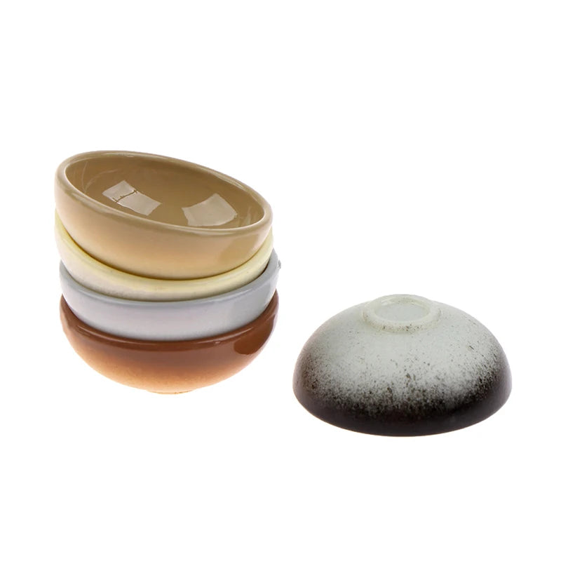 10pcs Dollhouse Miniature Bowl Dish Round Rice Bowl Tableware Dollhouse Kitchen Dining Accessory Resin Play House Toys