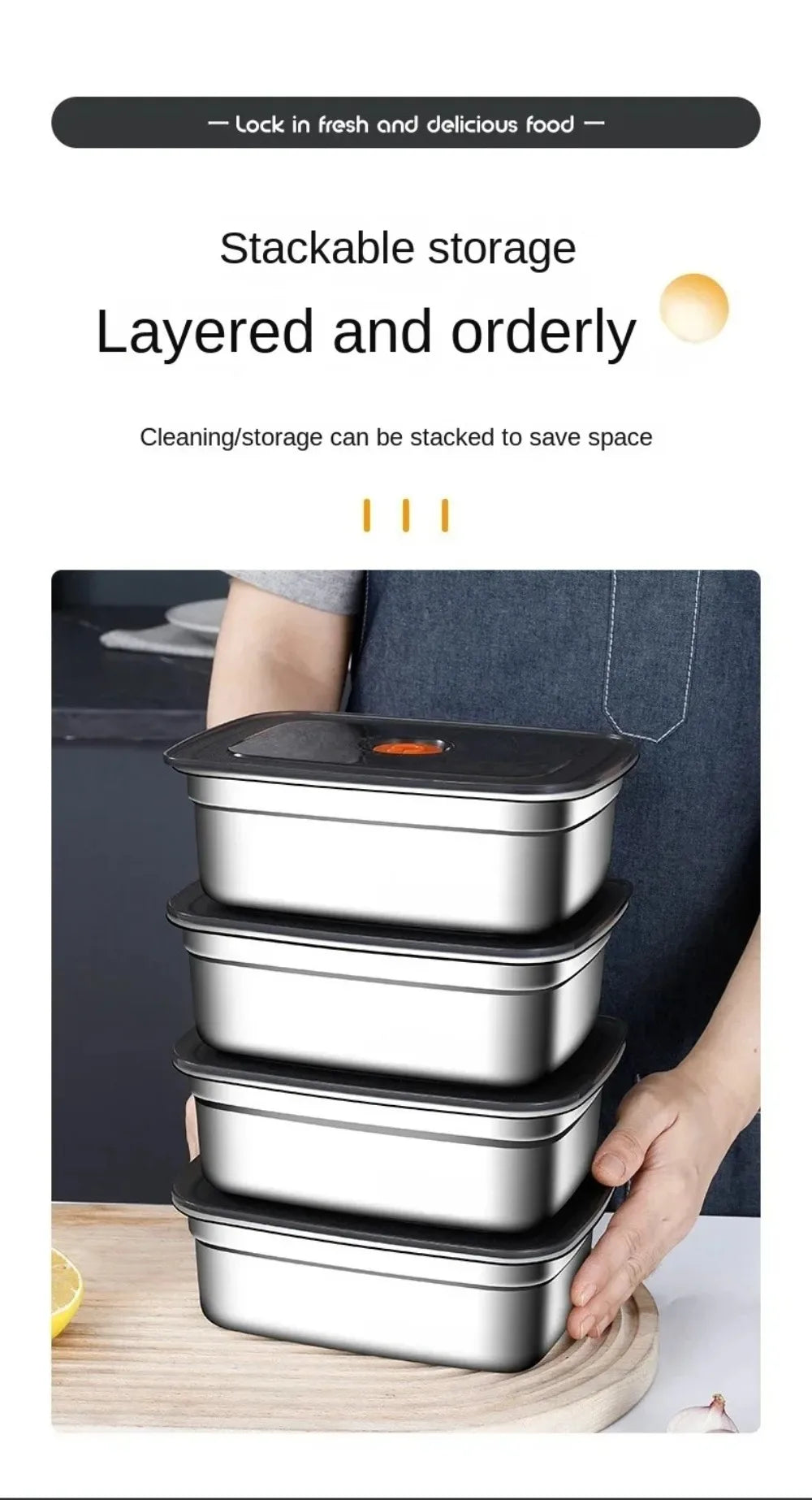 Stainless Steel Camping Lunch Box Sealed Microwave Suitable Bento Box Leak-proof Large Capacity Refrigerator Freezer Storage Box