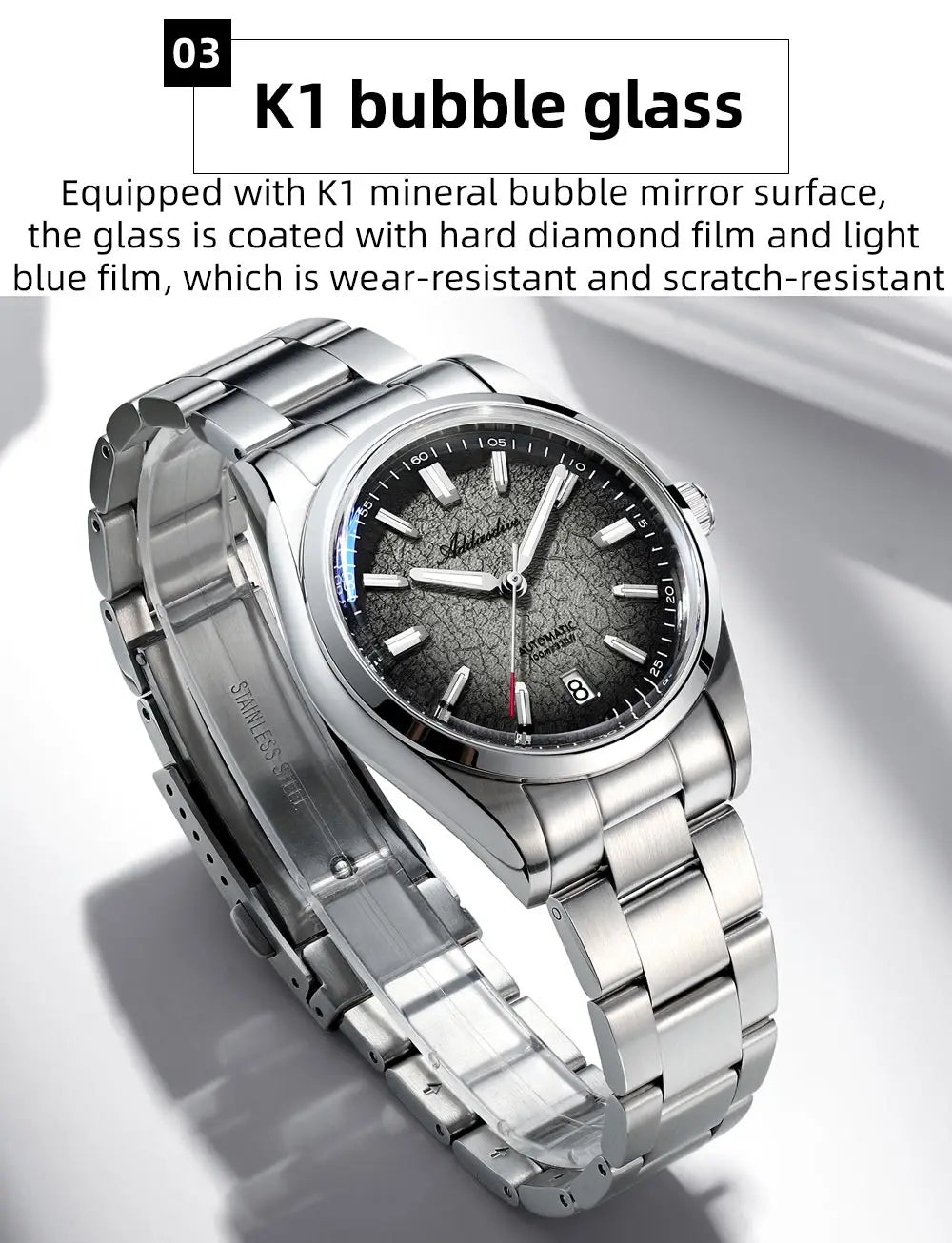 ADDIESDIVE Automatic Watch for Men Dress Mechanical Wristwatch Waterproof 100M Stainless Steel Luxury NH35 Automatic Watches Man
