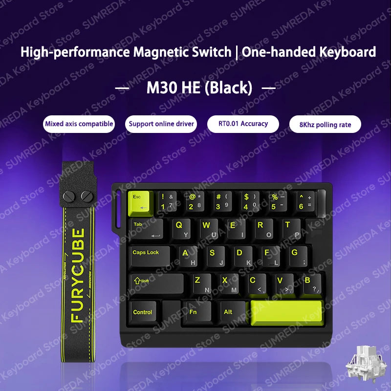 FURYCUBE M30 HE Hall Effect Gaming Keyboard Mini Keypad RT0.01mm 0.1ms Latency Support SOCD MT Valorant FPS Wired Game Keyboard